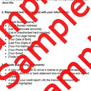 Plantilla de carta de disputa de crédito con archivo mixto - Corrección de informes de crédito fusionados - Carta editable para Equifax, Experian y TransUnion