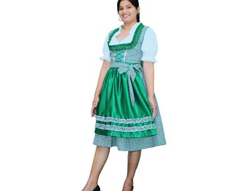 Handmade Bavarian Dirndl Dress: German Oktoberfest Costume - Free Blouse