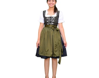 Handmade Olive Green Dirndl Dress: Bavarian Oktoberfest Outfit - Includes Blouse