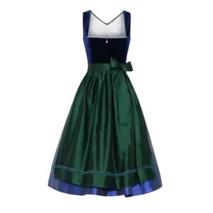 Royal Blue Velvet Dirndl Dress: Bavarian Oktoberfest Costume