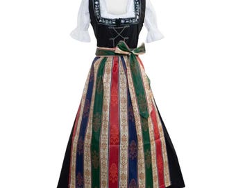 Authentic Dirndl Maxi Bavarian Majesty | Royal German Dress Includes Apron