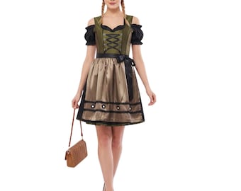 Traditional Bavarian Dirndl Dress – Handmade German Dirndl with Blouse & Apron | Oktoberfest Costume