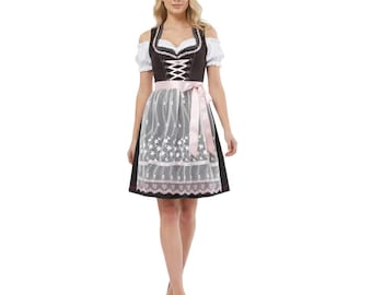Handmade Bavarian Dirndl Dress | Custom Fit Traditional German Dirndl with Blouse & Apron | Oktoberfest Outfit