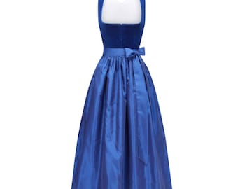 Royal Blue Velvet Dirndl Dress: Bavarian Oktoberfest Costume w/ Free Blouse