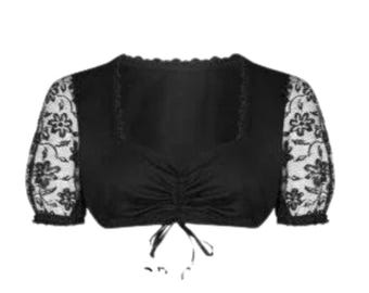 Authentic Black Dirndl Blouse For German Oktoberfest