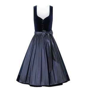 Navy Blue Velvet Dirndl Dress: Oktoberfest German Dress