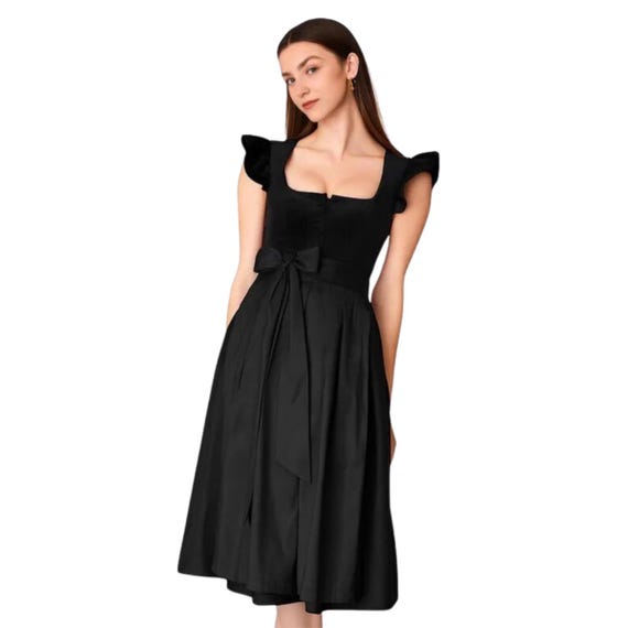 black luxury classic dress Luxury Evening Gown Black Ruffle Net M / Black / Lace