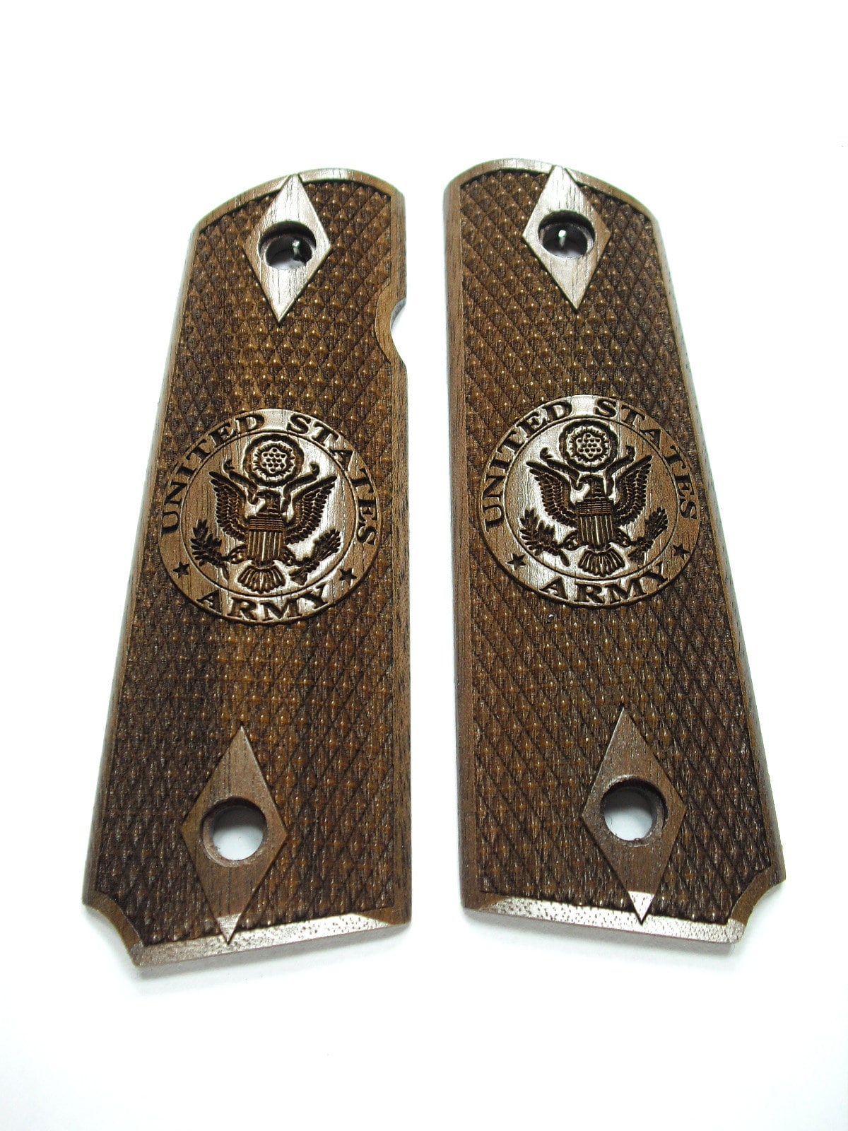 U.S. Army Walnut 1911 Grips Full Size Checkered Engraved Etsy