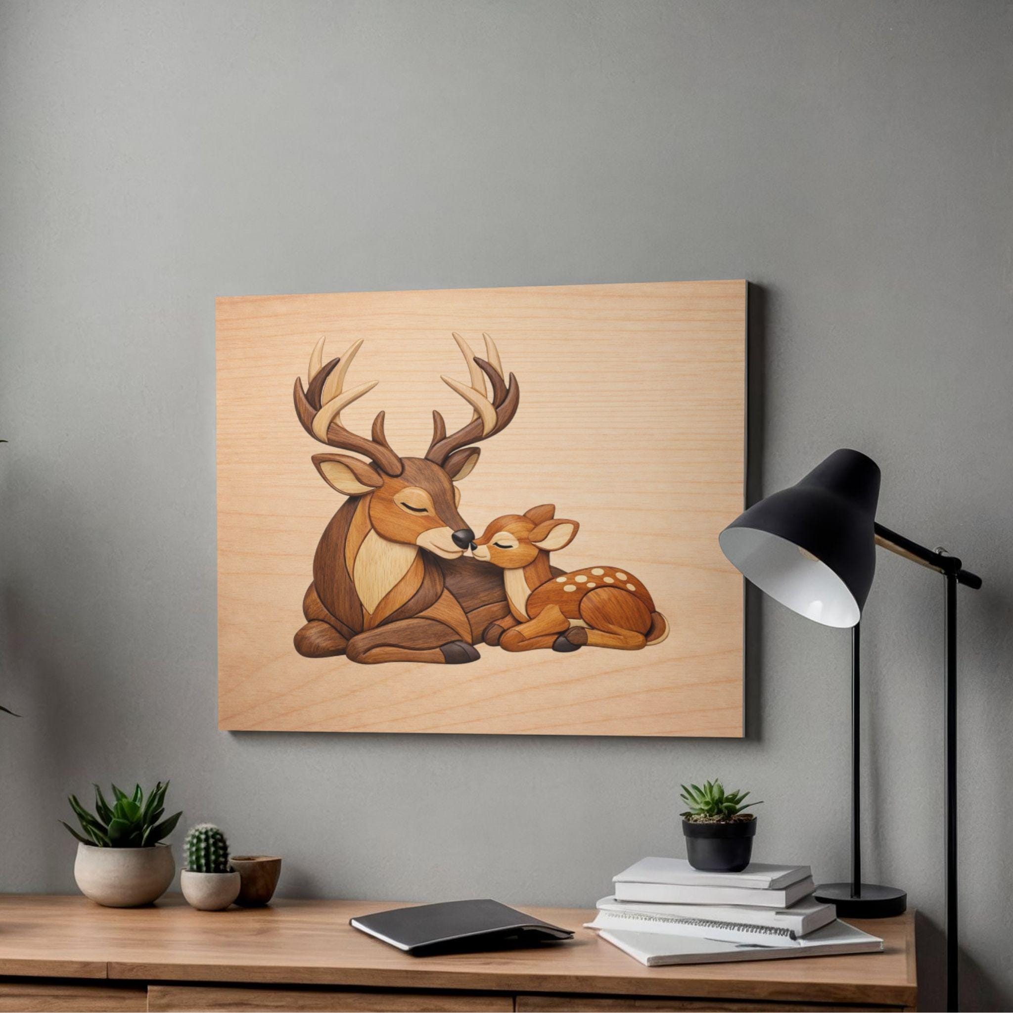 Deer and Fawn Intarsia Wood Patterns, Intarsia Wood Art Patterns ...