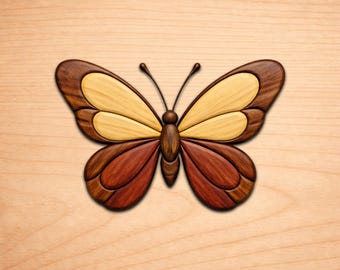Patrón de mariposa para intarsia en madera, para sierra de calar (PDF, descarga digital)