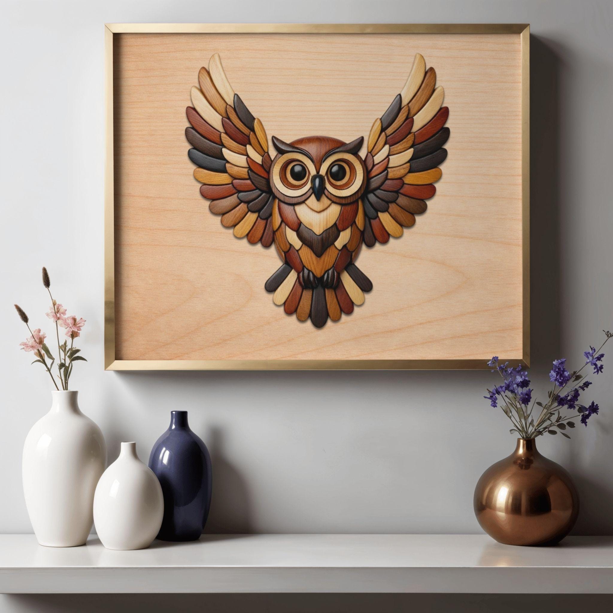 Owl Wood Intarsia Wood Patterns, Intarsia Wood Art Patterns, Scroll Saw ...