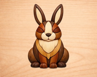 Rabbit Intarsia Wood Patterns, Intarsia Wood Art Patterns, Scroll Saw Patterns Pdf, Instant Digital Download