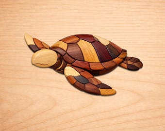 Patrones de madera con intarsia de tortuga marina, patrones de arte en madera con intarsia, patrones para sierra de calar en PDF, descarga digital instantánea