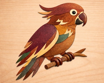 Parrot Intarsia Wood Patterns, Intarsia Wood Art Patterns, Scroll Saw Patterns Pdf, Instant Digital Download