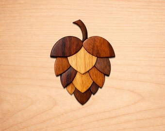 Patrones de madera con intarsia para conos de lúpulo, patrones de arte en madera con intarsia, patrones de sierra de calar en PDF, descarga digital instantánea