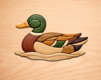 Patrones de madera con intarsia de pato real, patrones de sierra de calar de madera en PDF, descarga digital instantánea