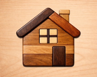 Wooden House Intarsia Wood Patterns, Intarsia Wood Art Patterns, Scroll Saw Patterns Pdf, Instant Digital Download