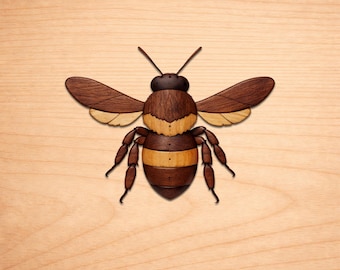 Patrones de madera con intarsia de abeja, patrones de arte en madera con intarsia, patrones de sierra de calar en PDF, descarga digital instantánea