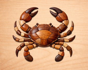 Crab Intarsia Wood Patterns, Intarsia Wood Art Patterns, Scroll Saw Patterns Pdf, Instant Digital Download