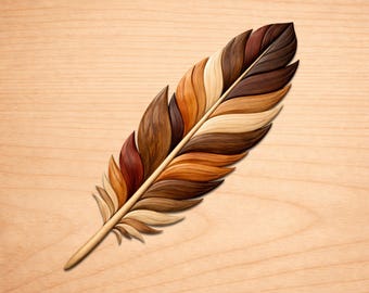 Patrones de madera con intarsia de plumas, patrones de arte en madera con intarsia, patrones de sierra de calar en PDF, descarga digital instantánea