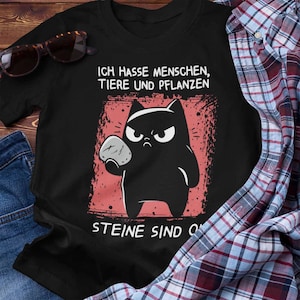 I hate people T-Shirt – Funny cat shirt with sarcastic saying for loners, misanthropists & cat fans