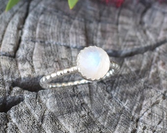 Moonstone ring, Gold ring, Gemstone ring, Gold Bead Ring, Silver Moonstone Ring, silver stacking ring, moonstone stacking ring, moon ring