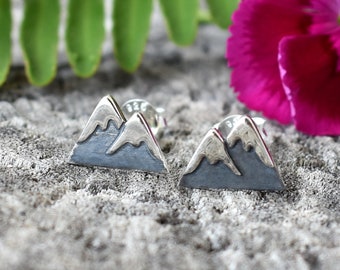 Mountain earrings, mountain studs, mountains are calling, snow capped mountain, mountain peak stud, mountain peak earring, mountain posts