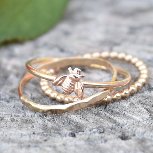 Bee Ring Tiny Bee Ring Rose Gold Bee 