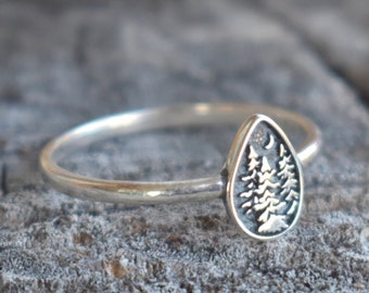 Tree Ring, Forest Ring, Pine tree ring, forest dweller, forest jewelry, luck ring, spiritual tree, strength ring, tree of life, moon tree