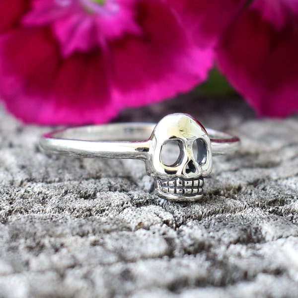 Skull ring, skeleton ring, skull jewelry, sterling silver skull,  halloween ring, gothic ring, all hallows eve, halloween jewelry,