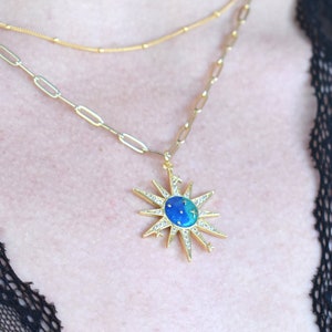 Gold Sun Protection Necklace, Celestial Necklace, 14k Gold Fill, Minimalist Necklace, Sun Charm, Gift For Her, Layering Necklace, Stars