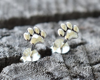 Paw studs, Dog Studs, Paw earrings, Paw Stud Earrings, Dog Jewelry, Pet Lover Gift, Sterling Silver paw Earrings, puppy Earring, pet lover