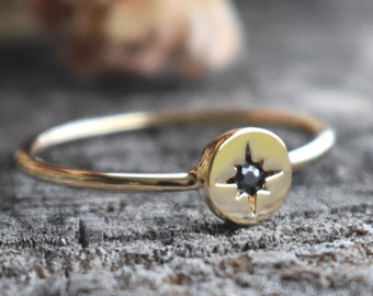 North Star Ring, Gold Star Ring, Gold Compass Ring, Inner Compass ring, Gold Rings, Gold Stacking Ring, Layering Ring, Minimalist Rings