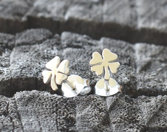 Four leaf clover studs, four leaf clover jewelry, clover studs, lucky charm, lucky charm earrings, luck posts, irish luck, st patricks day