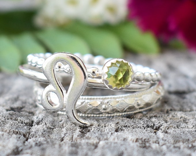 Leo Rings, August Birthstone Ring, Star Sign Ring, Zodiac Ring, Leo ...