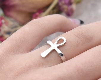 Ankh Ring, Sterling silver Ankh Ring, Egyptian Cross, Ankh Symbol, Religious Ring, Key of Life, Ankh Talisman, Ancient Egypt, Cross Rings
