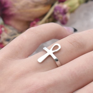 Ankh Ring, Sterling silver Ankh Ring, Egyptian Cross, Ankh Symbol, Religious Ring, Key of Life, Ankh Talisman, Ancient Egypt, Cross Rings
