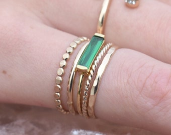 Gold Emerald Baguette Ring, Modern Gold Ring, Baguette ring, Gold Rings, Gold Stacking Ring, Layering Ring, Minimalist Rings, Gemini, Taurus