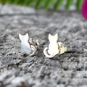 Kitty studs, Cat Studs, Cat Earrings, Cat Stud Earrings, Cat Jewelry, Cat Lover Gift, Sterling Silver Cat Earrings, Kitty Earring, Kitten