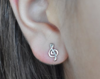 Treble Clef Earrings, Treble Studs, Treble Posts, Music Earrings, Music Lover, Gift for Musician, Music Teacher, Guitar stud, Piano Earring