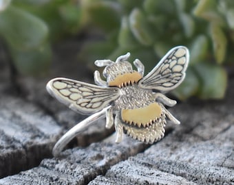 Bee ring, Bumble Bee Ring, Gold bee ring, Silver bee ring, Bumblebee , silver rings, honeybee ring, bee jewelry, bee lovers, save the bees