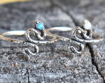 Opal Snake ring, ouroboros ring, sterling silver snake, silver snake ring, infinity, moon star ring, death and rebirth, moon sun, celestial