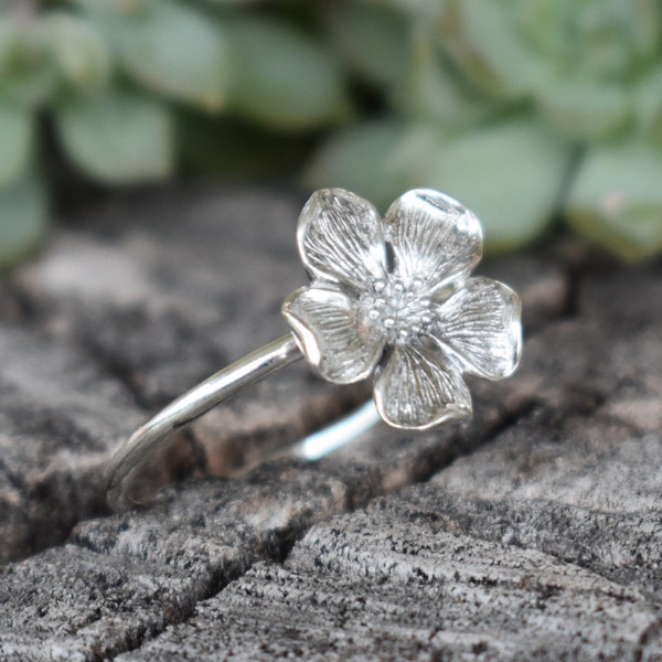 Bague fleur de cerisier, bague fleur, amoureux des plantes, dame des plantes, fleur de cerisier en argent sterling, argent sterling, arbre de fleur de cerisier japonais