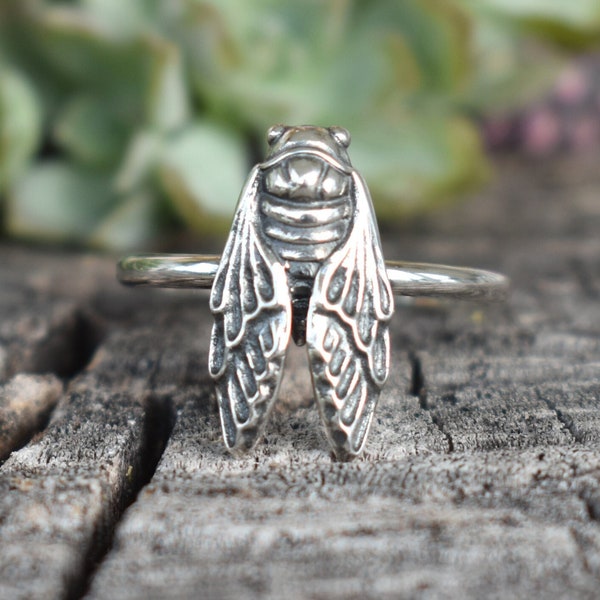 Cicade Ring, Brood Cicade, entomoloog, cicadevleugel, insectenketting, 17 jaar cicade, vernieuwing, wedergeboorte, transformatiering, sterling cicade