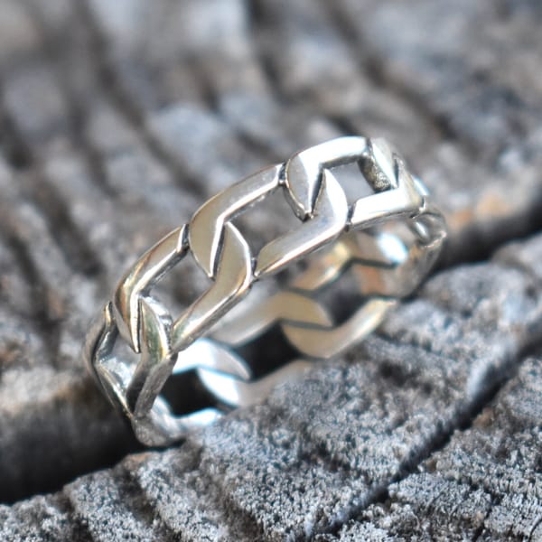 Silver Chain Ring - Etsy