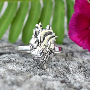 Anatomical Heart Ring, Sterling Silver Heart, Realistic Heart, Human Heart, Nurse, Doctor, Medical Student, Transplant Gift, sterling heart