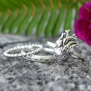 Anatomical Heart Ring, Sterling Silver Heart, Realistic Heart, Human Heart, Nurse, Doctor, Medical Student, Transplant Gift, sterling heart