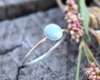 Larimar Ring, Silver Larimar Ring, Silver Stacking ring, Caribbean larimar, stacking ring, boho rings, Larimar stacking, sea rings, sky ring