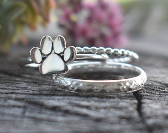 Paw ring, Dog paw Ring, Cat print ring, Sterling Silver ring, Pet paw jewelry, dog print jewelry, dog lovers, cat lovers, paw jewelry