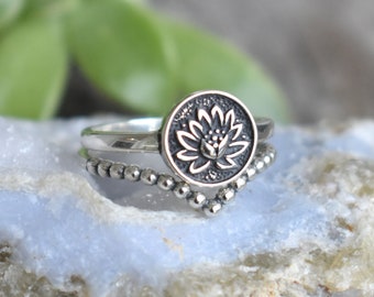 Lotus Ring, Lotus flower, Sterling lotus ring, silver lotus, yoga ring, yoga jewelry, hindu ring, om ring, buddhist ring, chevron ring